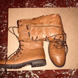 Brown combat boots